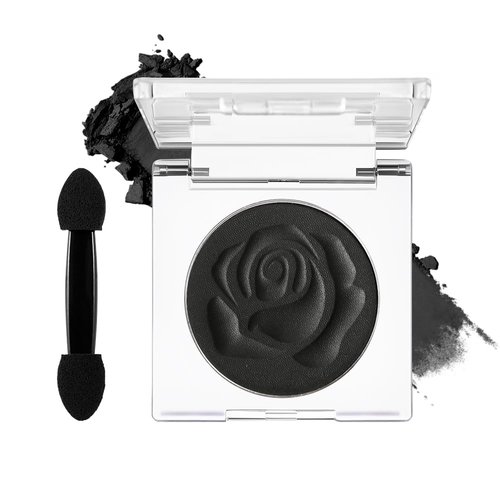 DE'LANCI Single Black Eyeshadow, Matte Eyeshadow Black Eyes Goth Smokey Makeup, Long Lasting Blendable Single Dark Eye Shadow Pallet, for Smoky SFX Halloween Makeup Eyeliner Face Body Paint, #01