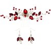 Bridal Crystal Hair Comb and Earrings Set Elegant Bride Wedding Hair Piece Accessories for Women Prom Party Photography (Wine Red)