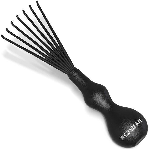 Bossman THE CLAW Round Hair Brush Cleaner Tool 3 Inch - Cleans Boar Bristle, Wave or Plastic Brushes and Combs - Black Hairbrush Cleaning Rake - Cat Brush & Dog Brush Cleaner