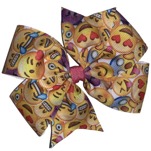 Emoji Pinwheel Hair Bow 4"