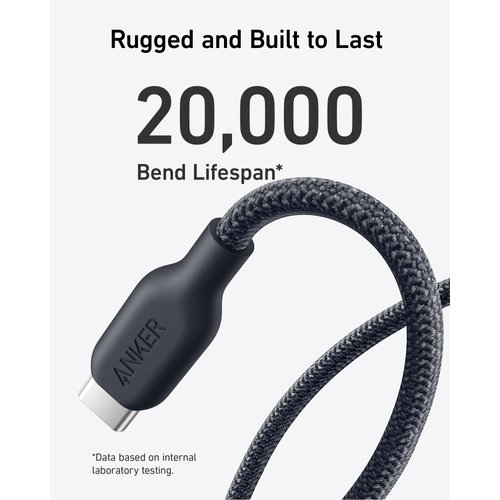 Anker USB C Cable [2 Pack, 6FT], 240W Bio-Braided Type C Fast Charge Cord for iPhone 16/16 Pro, MacBook Pro 2020, iPad Pro,and More(USB 2.0, Black)