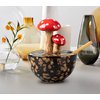 Mushroom Salt Cellar With Lid and Spoon Ceramic Salt Box Brown Salt Holder With Lid Salt Container Salt Bowl Salt Dish With Bamboo Spoon