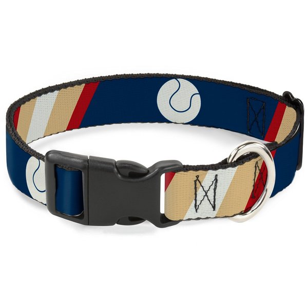 Buckle-Down PC-W30295-WM Ball/Stripes Tan/Blue/Burgundy Plastic Clip Collar, Wide Medium/16-23"