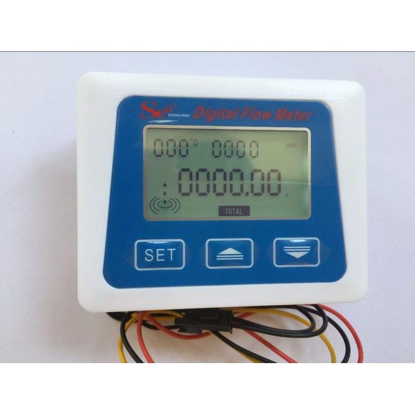 Flowmeter (Arrival) LCD Display Digital Meter Temperature Measuring Flow Senosr Total Liter Gal from ZJ-LCD-M Model