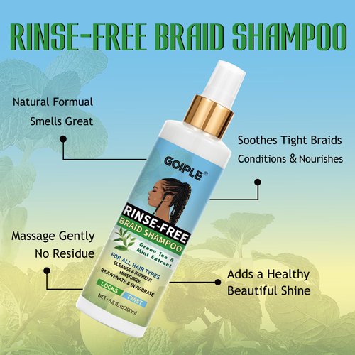 Braid Shampoo Rinse-Free Shampoo for Braid, No Water Shampoo for Locs, Braids, Twists, Weaves, Dry Shampoo Dreadlock Shampoo for BuildUp, Odor, Itch & Flakes, No Residue, Chemical Free Shampoo Set
