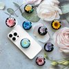 Ksadiye Translucent Clear Phone Grip with Expanding Kickstand,Cell Phone Collapsible Stand Pink Rose Flower Design for Smartphones