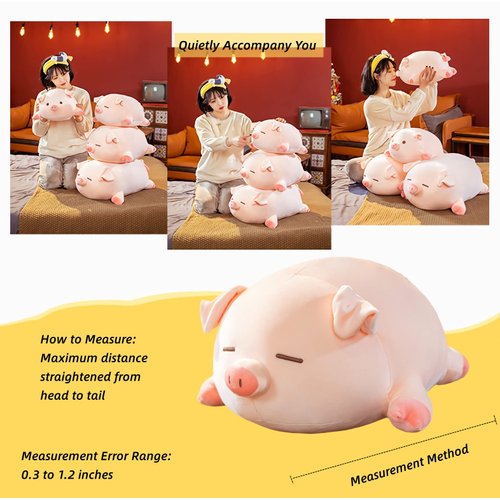 CHDGIOHA Pig Stuffed Animal Plush Pillow - 15.7'' Kawaii Soft Pig Hugging Pillow, Adorable Cuddle Plush Toy, for Kids, Girlfriend, or Adults, Perfect for Christmas and Birthdays (Squint, 15.7in)