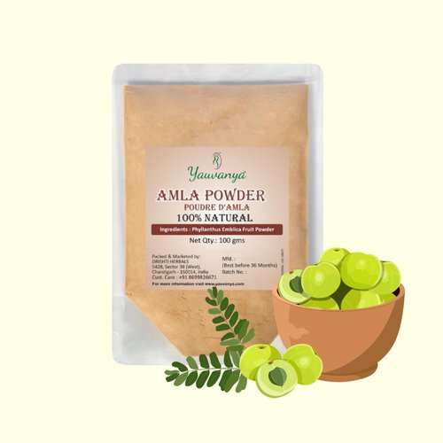 Yauvanya Pure Amla (Indian Gooseberry - super rich in Vitamin C) Powder for Hair 300 gms - 3 packs of 100 gms each | Vegan