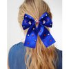 4th of July Hair Bows for Women Silky Satin Blue Bows Red White and Blue Accessories American Flag Star Patriotic Hair Ribbon Bow Clips 4th Of July Hair Accessories Outfits Gifts Party Favors (Blue)
