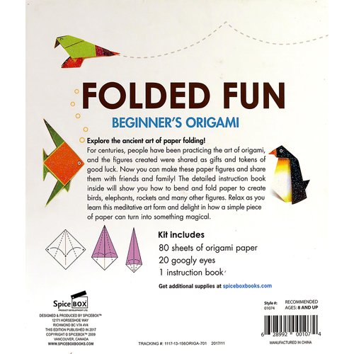 Fun With: Folded Fun - Beginner's Origami - Activity Set to Learn Origami, 80 Sheets of Origami Paper, 20 Googly Eyes, DIY Arts & Crafts, Kids Ages 8+