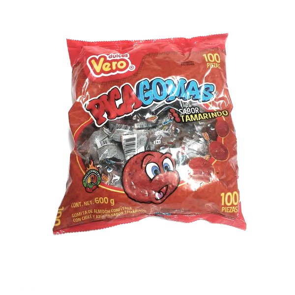 Dulces Vero Vero Pica Tamarindo Chili Tamarind Flavor Gummy Mexican Candy,100 Pieces,1 LB,5.15 OZ