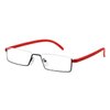 REAVEE Stylish Half Frame Reading Glasses for Women Ladies, Half Lens Lightweight Rectangle Metal Portable Readers with Cases, Red +3.0