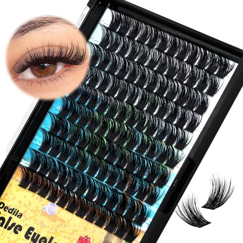Dedila120Pcs 8-20mm Available Handmade D Curl Wide Stem Individual False Eyelashes Cluster Eyelash Extensions Dramatic Look Volume Eye Lashes Set Home DIY Lashes (18mm)