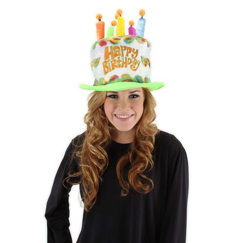 elope Multicolored Birthday Cake Plush Costume Hat with Candles | Standard