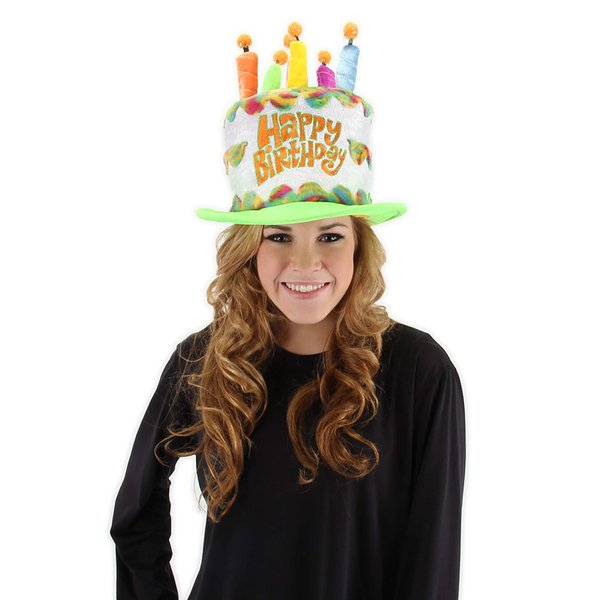 elope Multicolored Birthday Cake Plush Costume Hat with Candles | Standard