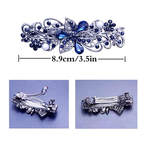 4 PCS Hair Barrettes for Women Ladies, Flower Crystal Rhinestones Barrettes Pearl Spring Hair Clip Accessories Women Fashion Ponytail Holders Barrettes for Daily Wear Mothers Day Gifts