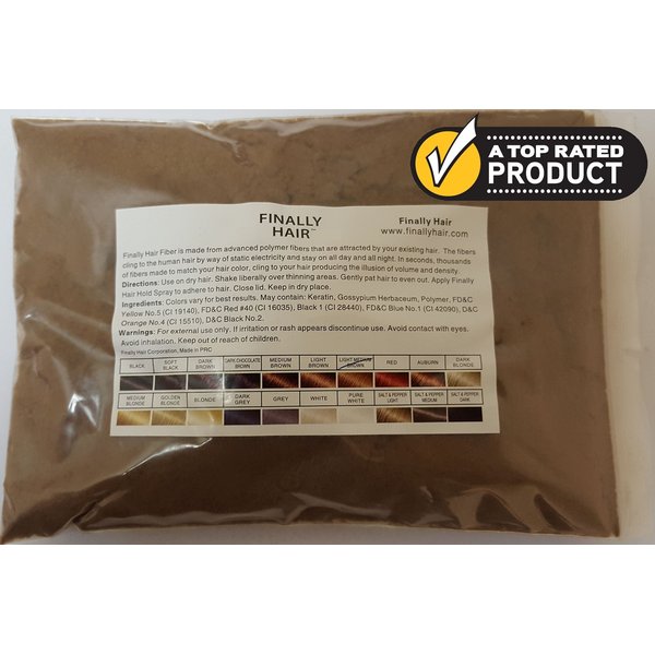 Finally Hair Building Fiber Refill 100 Grams Light Medium Brown Hair Loss Concealer by Finally Hair (Light Medium Brown - our lightest brown shade)
