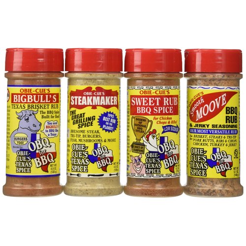 Obie-Cue's Texas Gift Box, 4 bottles - Backyard Hero (Steakmaker, Bigbulls, Smooth Moove & Sweet Rub)