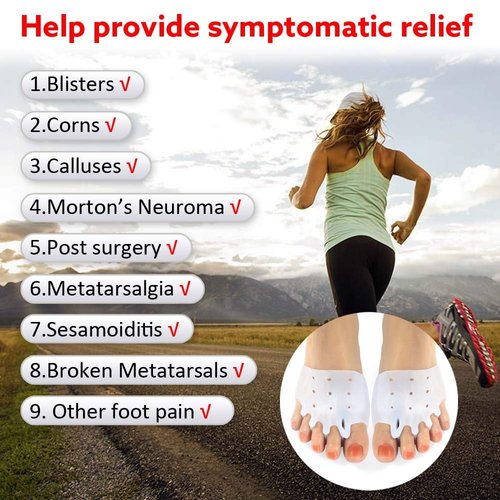 Gel Metatarsal Pads 6Pcs, Ball of Foot Cushions with Breathable Honeycomb Toe Separator Mortons Neuroma Callus Metatarsal Foot Pain Relief Bunion Forefoot Cushioning Relief Women (Style 2)