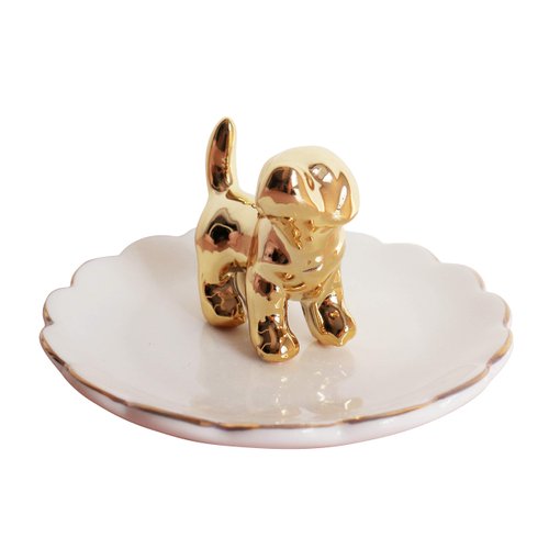 Luxury Porcelain Adorable Dog Ring Holder, Ceramic Jewelry Tray, Bracelets Plate, Dessert Dish - Perfect for Holding Small Jewelries, Rings, Necklaces, Earrings, Bracelets, Trinket etc.