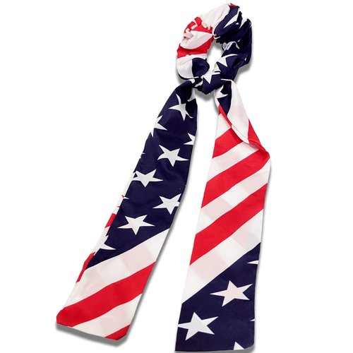 July 4th American Flag Hair Ties Elastics Scrunchy, Red White Blue American Patriotic Hair Ties, 4th of July Hair Ties for Women Girls Ponytail Holder(Ribbon)