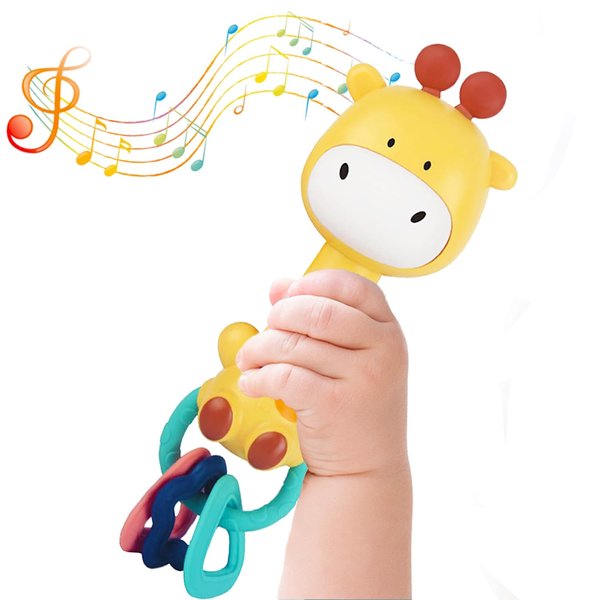 Baby Music Rattle Toy, Baby Teething Toy for Infants 6-12-18 Months Toddlers Sensory Toys Baby Boy Girl Gifts (Giraffe)