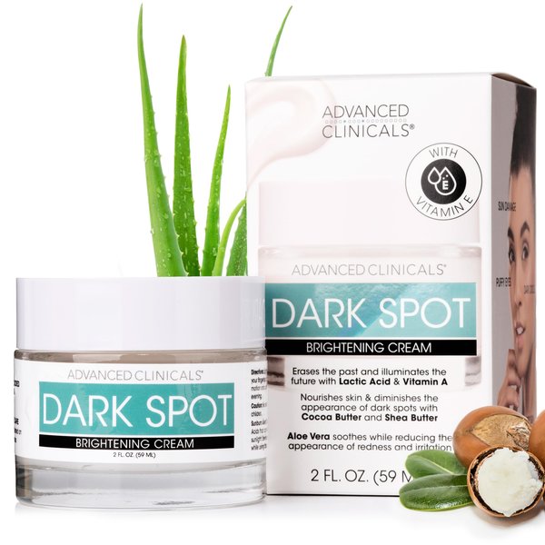 Advanced Clinicals Dark Spot Remover Face Moisturizer Lotion W/Caffeine + Lactic Acid | Brightening Vitamin C Face Cream | Dark Spot Corrector For Face, Puffy Eyes, & Sun Damage, 2 Fl Oz