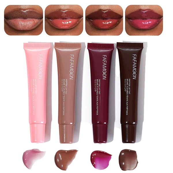 Pakivs Lip Jam Hydrating Lip Gloss| 4 Color Glossy Jelly Liquid Lipstick Nourishing Long Lasting Lip Oil |Plumping & Moisturizing| High Shine Finish| With Shea Butter