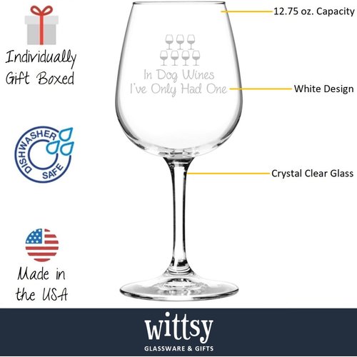 In Dog Wines Funny Wine Glass - Dog Mom Birthday Gift from Dog - Wine Lover Gifts for Women, Mom - Best Dog Mom Gifts for Dog Lovers, Wife - Unique Bday Present or Wine Gift for Pet Sitter, Her