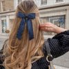 VOBOBE 2PCS Hair Bows for Women Girls, Navy Tassel Hair Ribbon Bowknot Hair Clips Barrettes Hair Accessories for Girl with Long Tail (Navy)