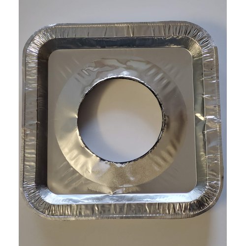 Top Grade Aluminum Foil Square Stove Burner Covers - Universal Size Disposable Bib Liners for Gas Burner (Pack of 16)