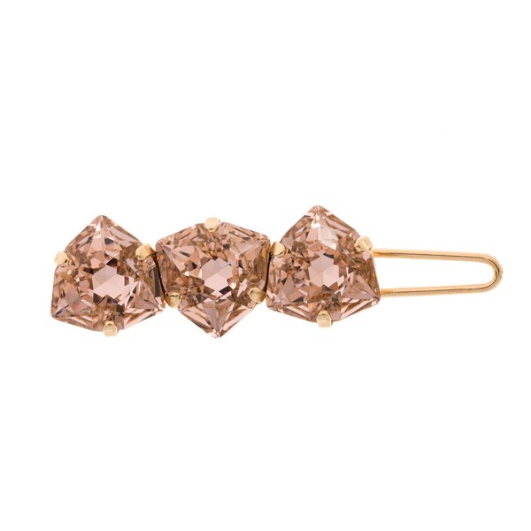 L. Erickson Triple Crystal Tige Boule Barrette - Vintage Rose/Gold