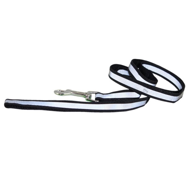 Deluxe T-Pet Reflective Nylon Dog Leash 5/8" wide 4' long Black Medium