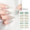 Wsiliana 84pcs Full Nail Wraps Art Polish Strips Stickers Self-Adhesive Green White Gradient Glitter Stick with 3D Design for Women Girls Sticky DIY Decals 6 Sheets (06)