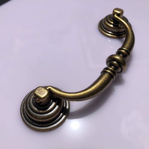 MuDuJia 10-Pack 4 1/4" C-C Shabby Chic Drawer Pulls Handles Antique Bronze Kitchen Cabinet Drop Bail Pulls Handles 108mm (10, 4.25" Hole Center/Antique Brozne)