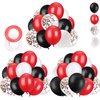 62Pcs Red and Black Balloons Kit - 12 Inches Red Black Party Decoration Balloons for Graduation Casino Theme Birthday Party Decorations Supplies