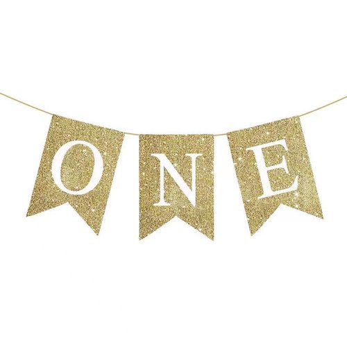 40-Inch Pink Princess Number 1 Balloons & Gold One Birthday Banner, 1st Birthday Balloons for Girls, 1st Birthday Party Decorations Supplies, One Banner for High Chair. (Gold princess)