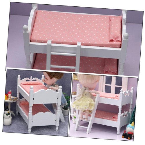 UPKOCH Doll Bunk Bed Mini House Furniture Miniature Furniture Mini Furniture Models Doll House Bunk Bed Toy Mini Bunk Bed Model Mini House Accessory Doll House Decoration Bed Miniatures