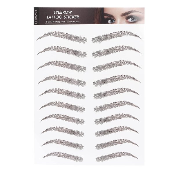 6D Eyebrow Tattoo Sticker Professional Waterproof Eyebrow Transfer Sticker Eyebrow Makeup Tool for Women and Girls (Brown)(BROWN-08)