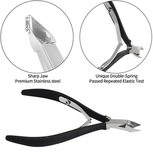 Cuticle Trimmer with Cuticle Pusher and Cutter-YINYIN Cuticle Cutter Cuticle Nipper Professional Stainless Steel Cuticle Clippers Durable Pedicure Manicure Tools for Fingernails and Toenails (Black)