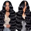 DACHIC 30 Inch Body Wave Lace Front Wigs Human Hair Pre Plucked 13x6 HD Transparent Frontal Human Hair Wigs for Women 250% Density Body Wave Glueless Lace Wigs Human Hair with Baby Hair Natural Black