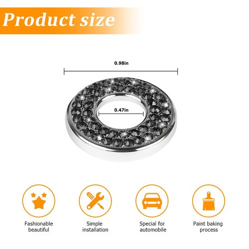 Osilly 4 Pcs Bling Car Inner Door Lock Covers, Crystal Pull Rod Bolt Stickers, Sparkly Rhinestones Auto Door Bolt Decorations, Vehicle Lock Pin Cap Decors for C Class C200L GLC260 C260L (Black)