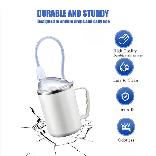 Multifunctional Adult Sippy Cup for Elderly Spill Proof - Precise Liquid Control, Easy to Grasp Handles,17.6oz Stainless Steel Sippy Cup with Straw,Suitable for Seniors Patients Limited Mobility