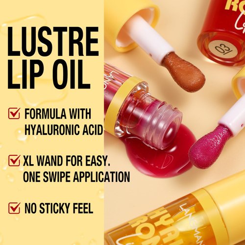 LANGMANNI Hyaluronic Acid Lip Oil,Hydrating and Nourishing Lip Gloss,Lightweight & Non-Sticky,Tinted Lip Glow Oil.(#3 Cherry)