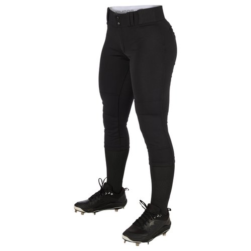 CHAMPRO Girls Tournament Traditional Low-Rise Softball Pants, Black, Medium