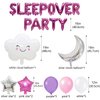 Sleepover Party Supplies for Girls, Rose Red Sleepover Party Balloon Banner Moon Cloud Star Foil Balloons Pink Purple Balloons for Girls Night Slumber Birthday Party Pajamas Spa Party Decorations