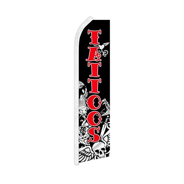 Tattoos Swooper Feather Advertising Flag - Perfect for Tattoo Shops, Piercing Shops, Festivals