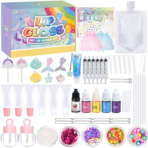Lip Gloss Making Kit JCOOS 73PCS Lip Gloss Keychain Make Your Own Lip Gloss Kit, Diy Lip Gloss Making kit Moisturizing Shine Beginner Fun Kids Lip Gloss Teen Girl Gifts Trendy Stuff Preteen Girl Gifts