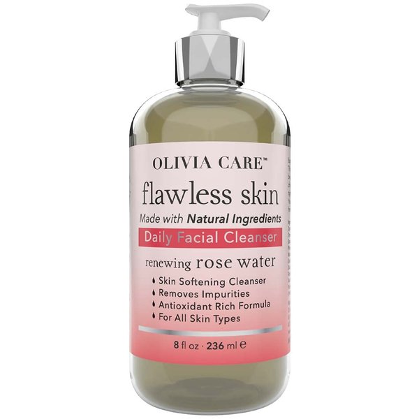 Daily Brightening Facial Cleanser - All Natural Moisturize, Hydrate, Cleanse - Brighten Age Spot, Tighter & Soothe Skin - Antioxidants - All Skin Types. Evens Complexation - 8 FL OZ (Rose Water)