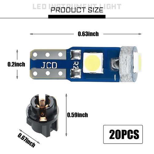 gunhunt 20 PCS Car T5 Instrument Light, 3030-3SMD High-brightness Bulb with Twist Lock Socket, Car Interior Dashboard Cluster Shift Indicator Light Set, Universal for Car Most Lighting (Ice Blue)